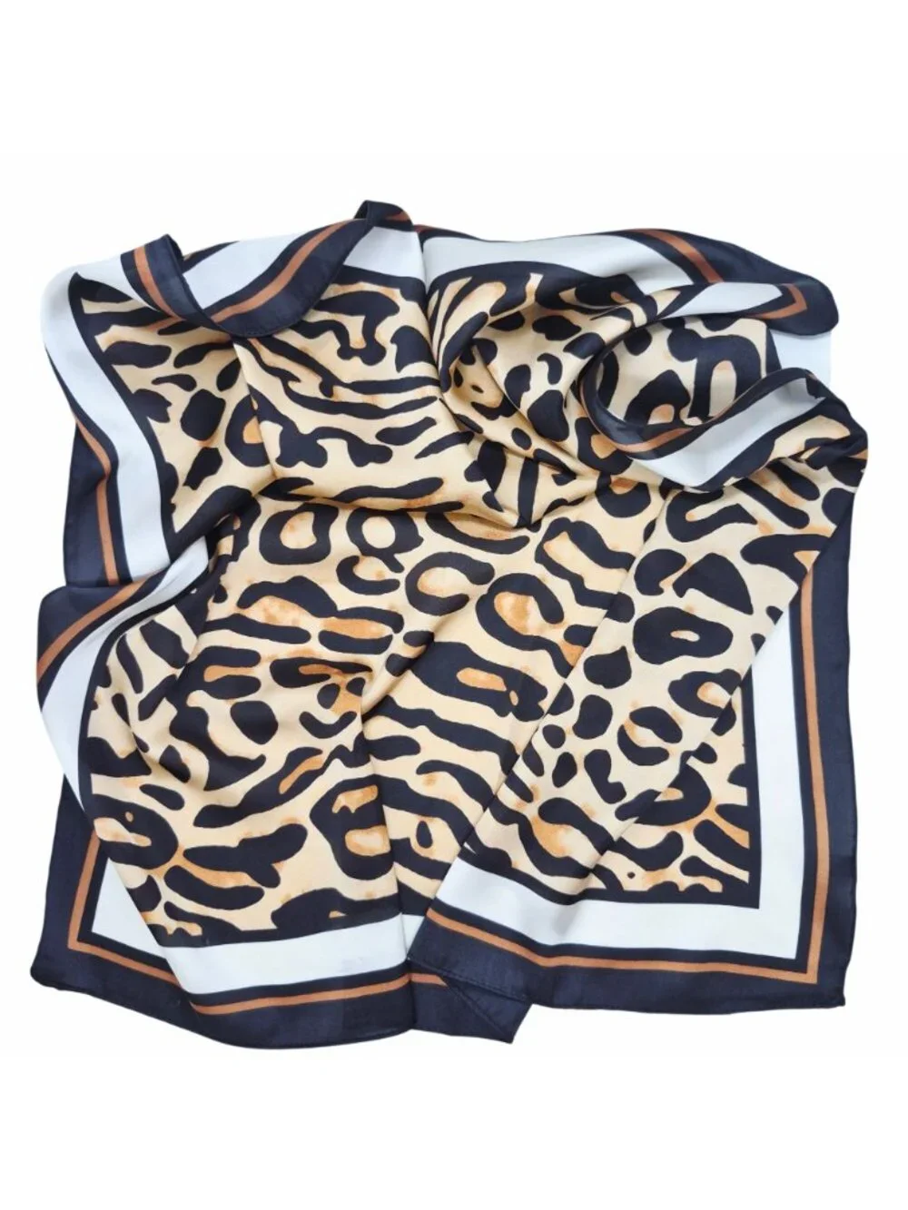 Luxury Cheetah Aninmal Print Silky Satin Soft Square Scarf Motif Begie Hijab New